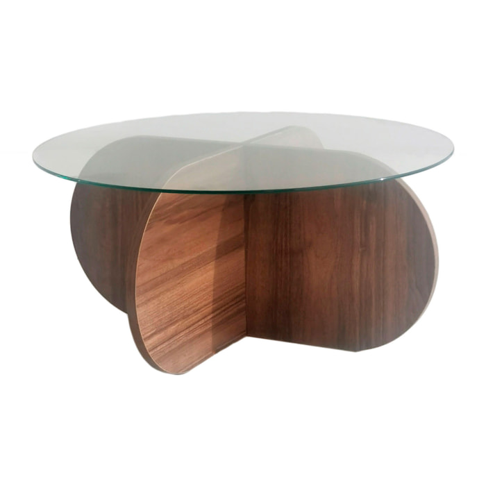 Mesa de centro  redonda en vidrio templado wellhome.