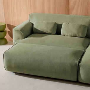 Pouf, repose-pieds pour canapé d'angle 3 places Wallas velours côtelé WALLAS