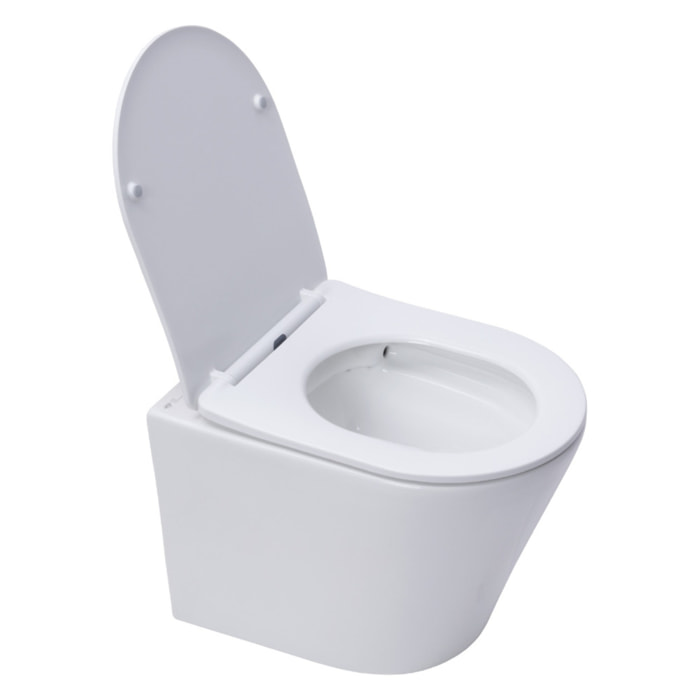 Pack WC Bâti-support V-Fix Core + WC Swiss Aqua Technologies Infinitio sans bride + Plaque, Blanc brillant (V-FixInfinitio-1)