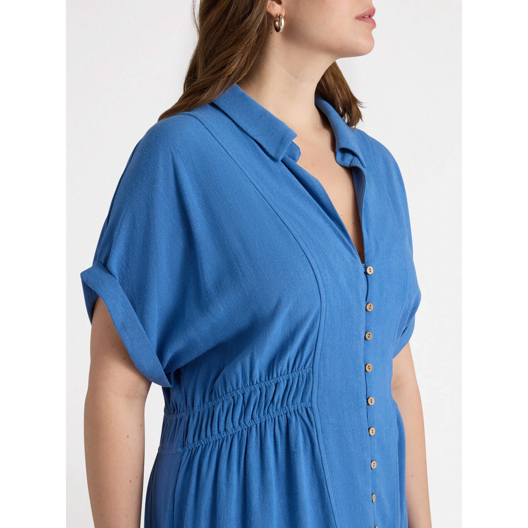 Fiorella Rubino - Vestido camisero con borde en la cintura - Azul