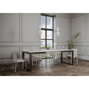 Mesa extensible 90x180/440 cm Tecno Evolution Fresno Blanco estructura Antracita