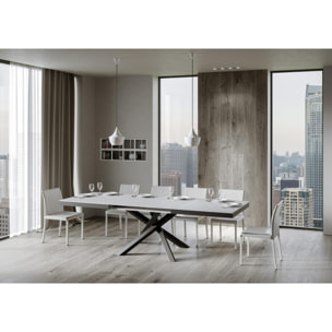 Mesa extensible 90x160/420 cm Volantis Evolution Fresno Blanco estructura Antracita