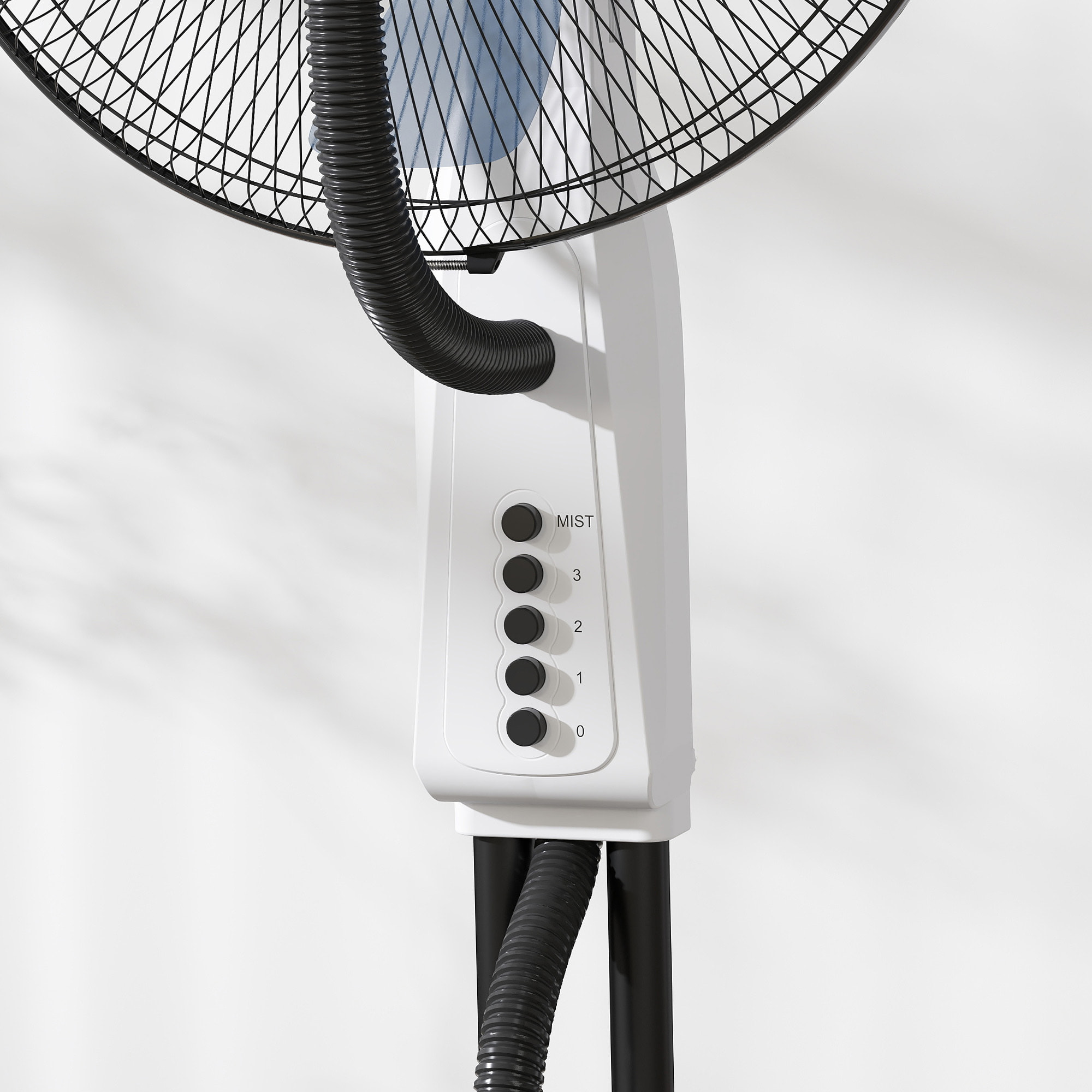 Ventilateur brumisateur sur roulettes - oscillant silencieux 90 W - 4 vitesses - dim. Ø 44 x 120H cm noir blanc