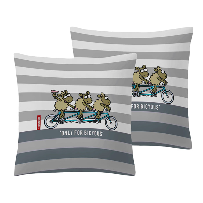 2 Fundas de almohada 65x65 cm Kukuxumusu Tándem - 100% algodón -