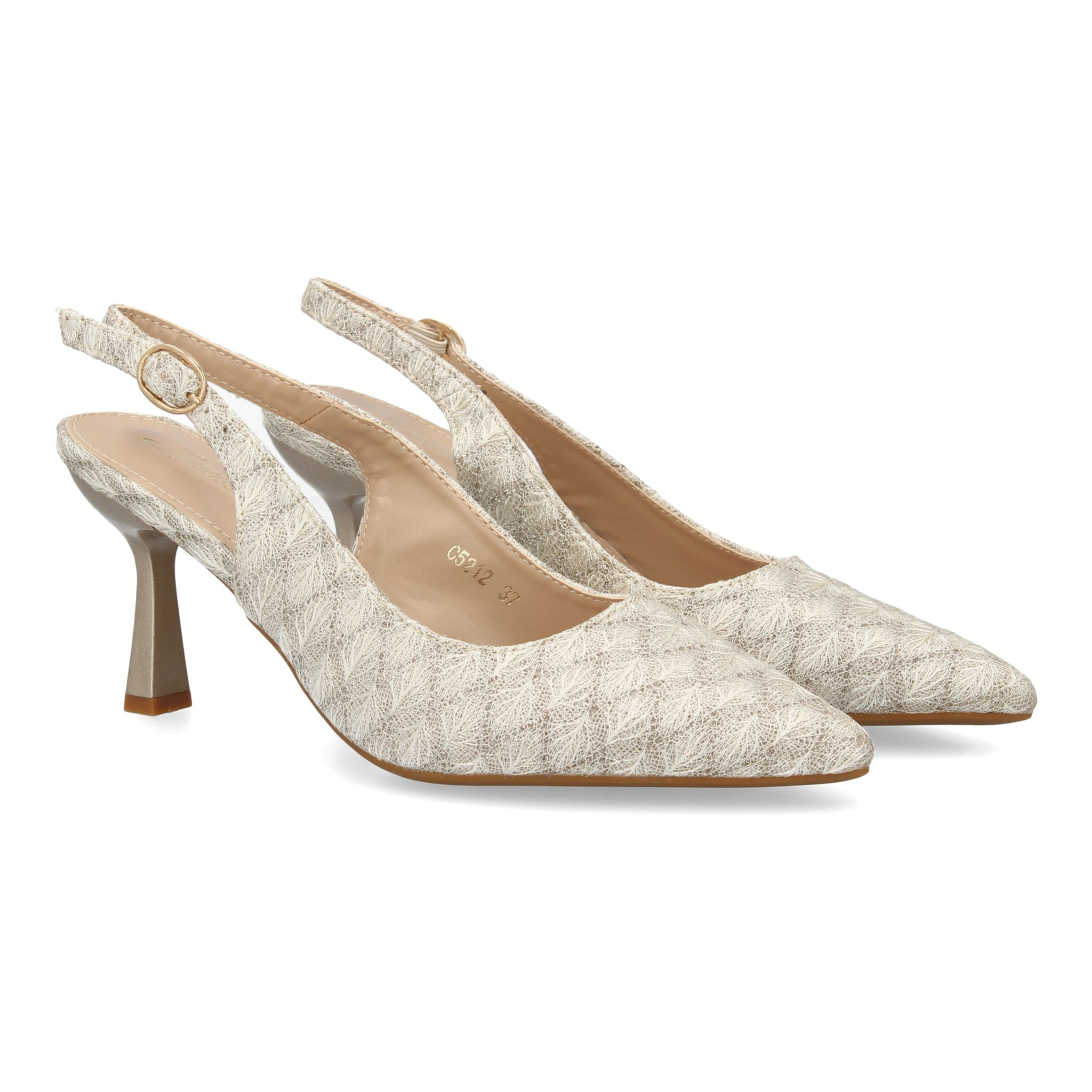 Zapato destalonado tacón fino elegante texturizado