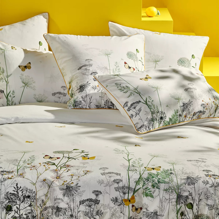 Housse de couette percale de coton lavé imprimé multicolore ecru Escapades magiques naturel