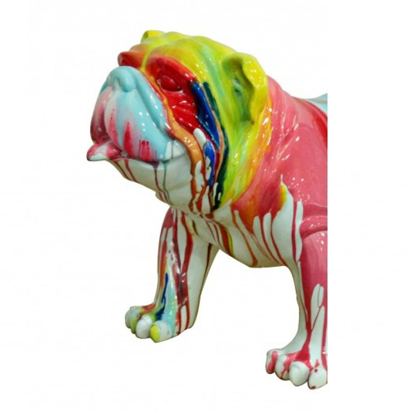 Statue chien bulldog multicolore H38cm - PILO