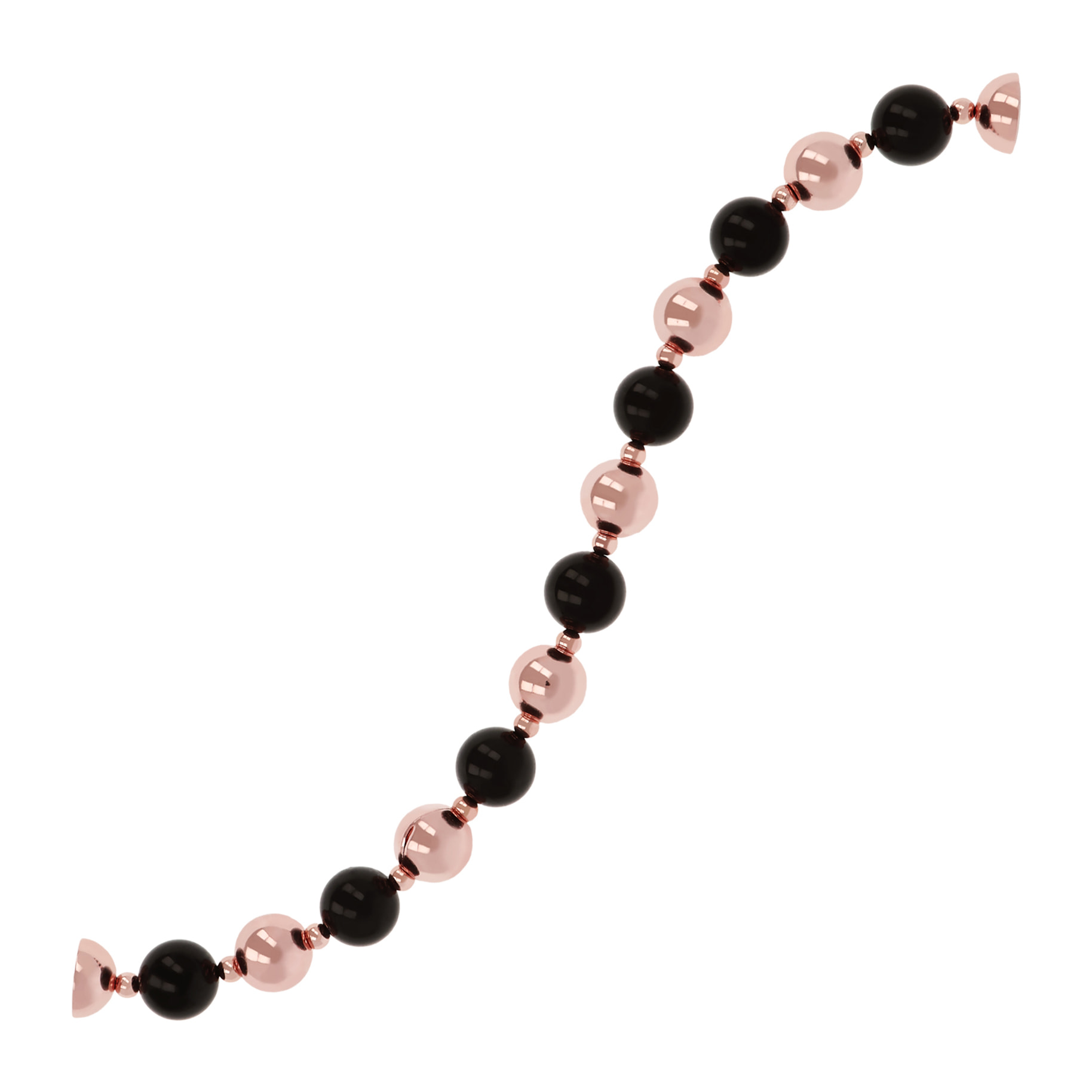 Bracciale con Bead Lucide e Pietra Naturale Onice Nero Sfaccettato