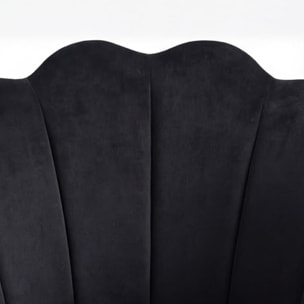 Poltrona in velluto design a conchiglia elegante e moderna, seduta imbottita confortevole con base in legno e gambe in metallo dorato, poltroncina versatile per soggiorno, camera o ufficio, stabile e resistente fino a 100 kg, stile raffinato e decorativo