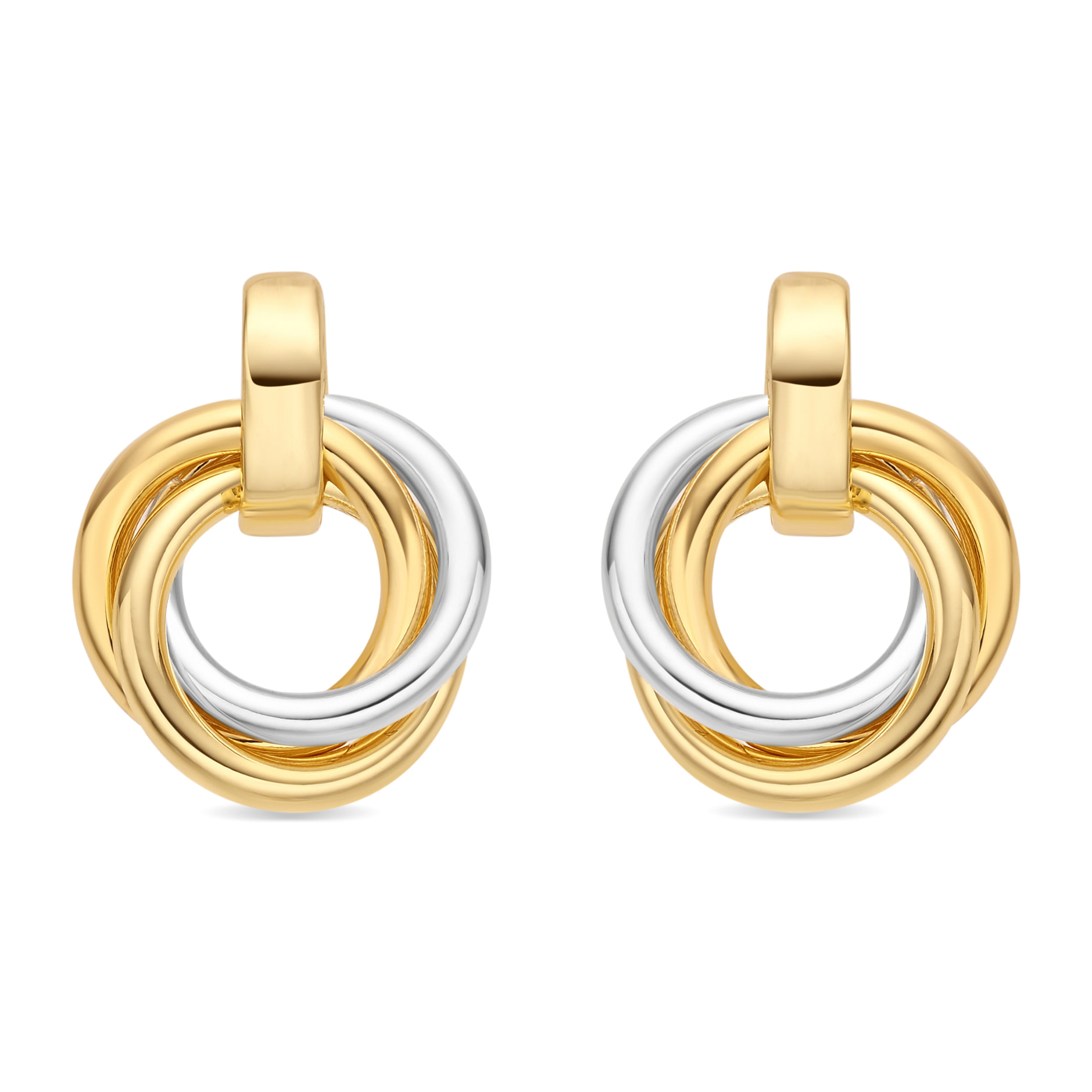 Pendientes Uhuil acabado plata y oro amarillo 18k