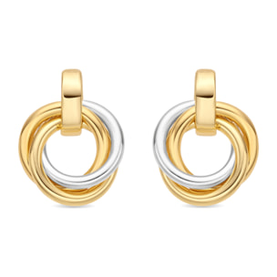Pendientes Uhuil acabado plata y oro amarillo 18k