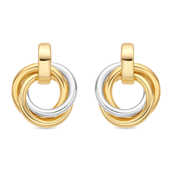Pendientes Uhuil acabado plata y oro amarillo 18k