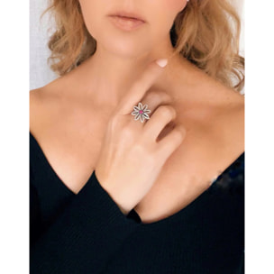 Anillo Margarita plata fuschia