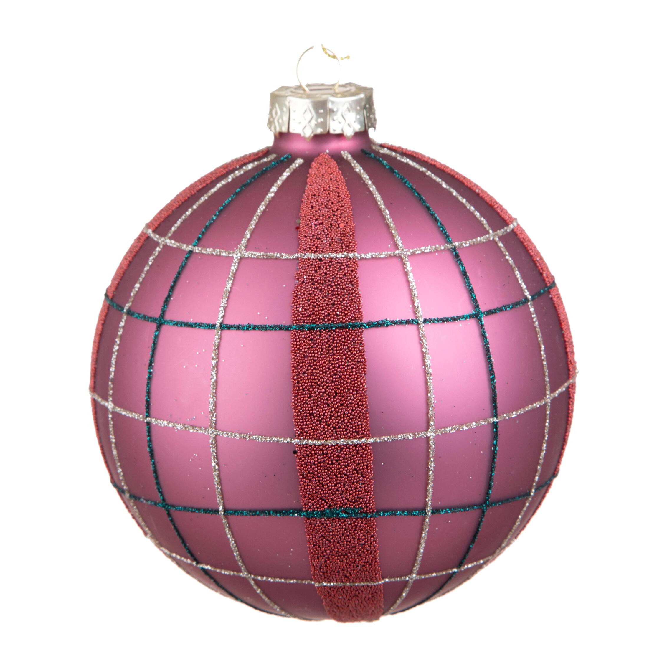 Sfera con Decori Righe - Pezzi 2 - Colore Viola - 12x12Hx12cm - Bianchi Dino