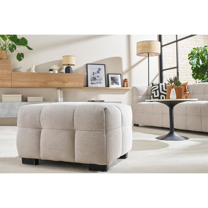Pouf repose-pieds design en tissu effet velours texturé bleu foncé CORTO