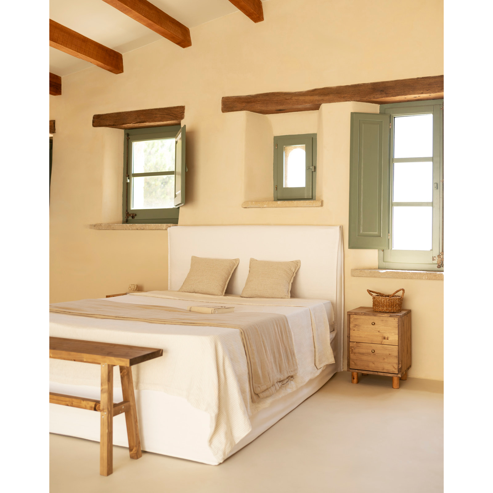 Cama con canapé desenfundable de lino blanco para colchón de varias medidas