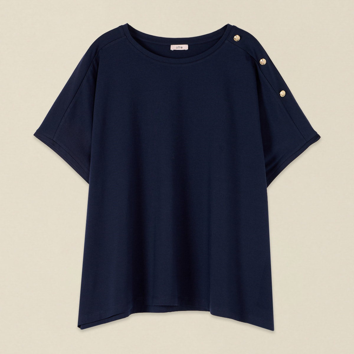 Oltre - Camiseta de punto con botones decorativos - Azul