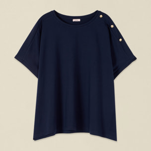 Oltre - Camiseta de punto con botones decorativos - Azul