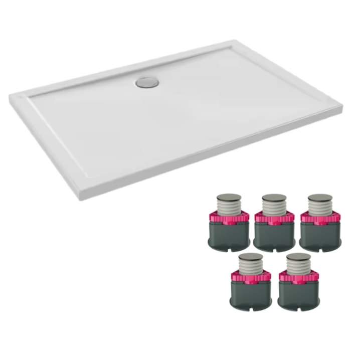 Receveur de douche 120 x 80 Gaspard extra-plat céramique + Kit de réhausse (5 pieds)