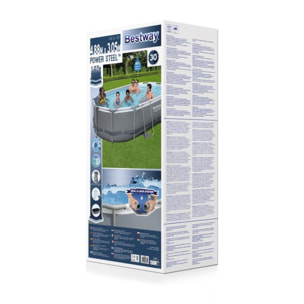 Bestway Piscine hors sol tubulaire ovale Bestway Power Steel 488 x 305 x 107 cm gris