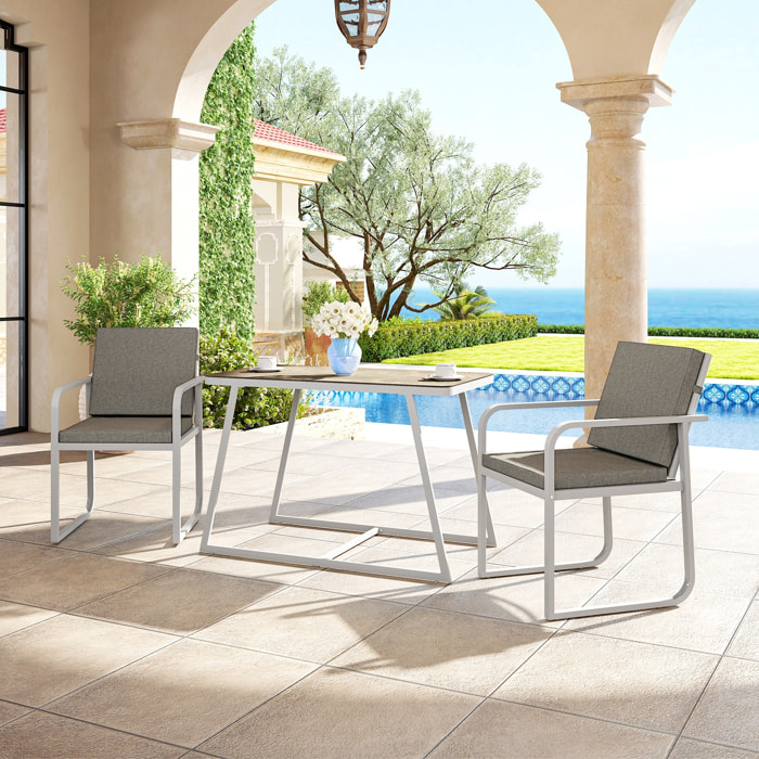 Salon de jardin design relax 2 personnes 3 pièces avec coussins déhoussables gris