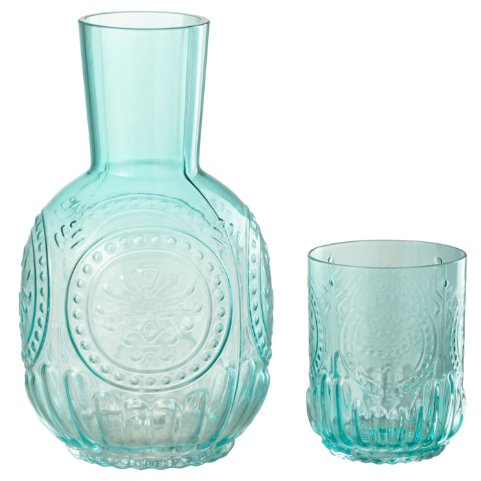 J-Line carafe + verre Maya - verre - turquoise
