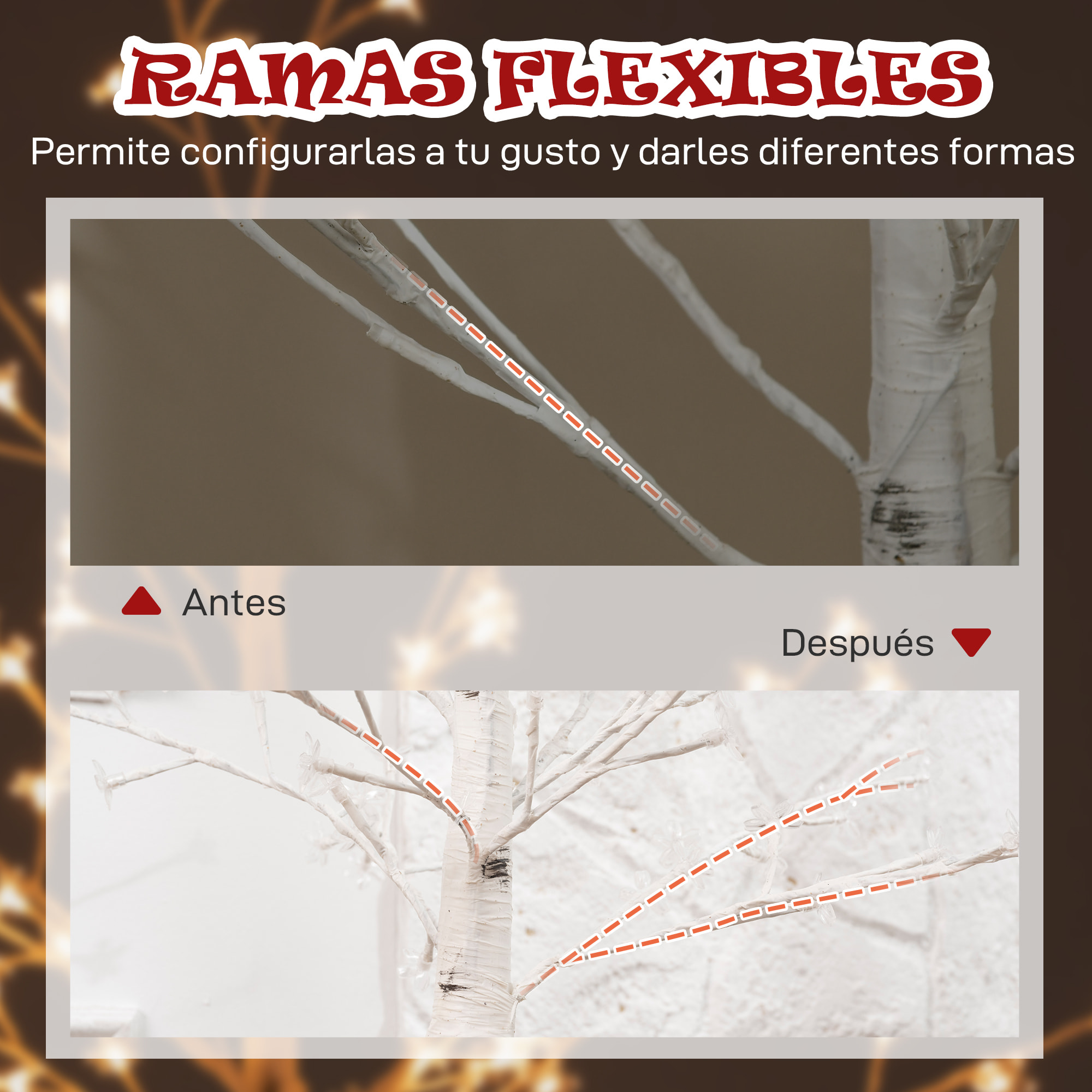 Árbol de Cerezo Artificial 150 cm, Lámpara de Árbol con 120 Luces LED Blanco Cálido, Base, Luz Ajustable en 3 Modos, Decoración Navidad para Interiores y Exteriores, Blanco