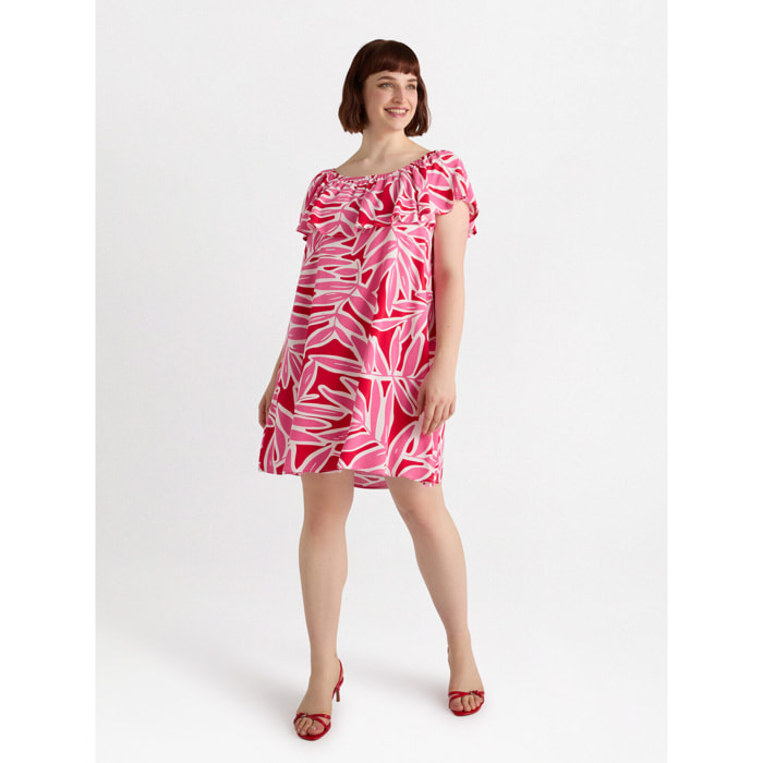 Fiorella Rubino - Vestito stampato in viscosa LENZING™ ECOVERO™ - Rosso