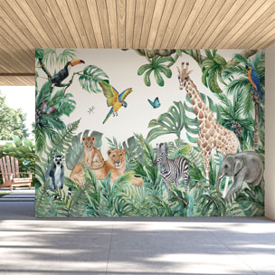 Papier peint panoramique jungle préencollé grand safari H 250 x L 360 cm