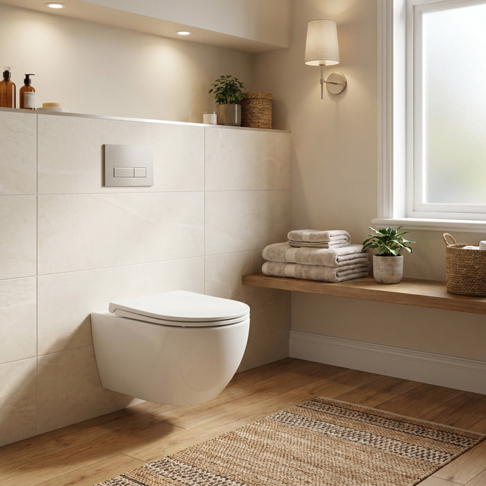 Vortex WC sans bride avec abattant SoftClose et fixations invisibles, blanc (SATFUS010RTORP)