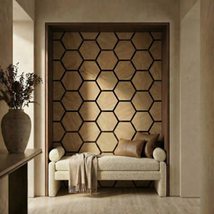 Panneau acoustique mural d'intérieur 62x76 cm en MDF sur feutre polyester, décor chêne clair, 0,47 m2 (SATAKUPANLOTHEX)