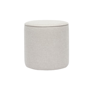 Pouf rond en tissu effet velours texturé beige D40 cm PAUL