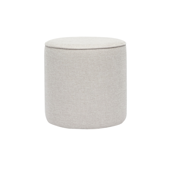 Pouf rond en tissu effet velours texturé beige D40 cm PAUL