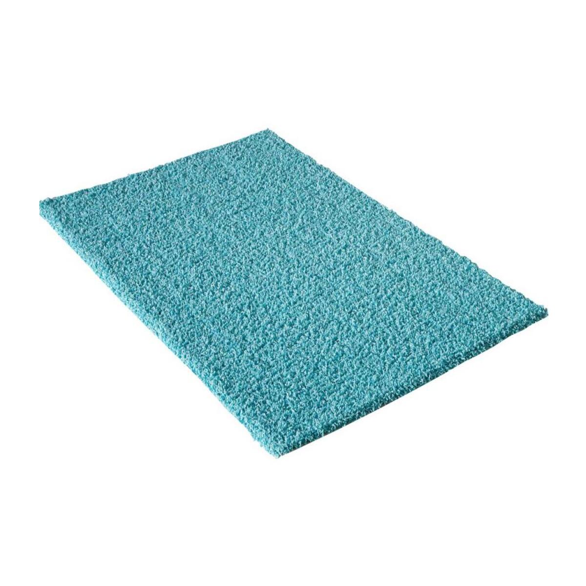 Tapis longs poils shaggy 67x230 rectangle tissé bleu motif uni SIMPLE