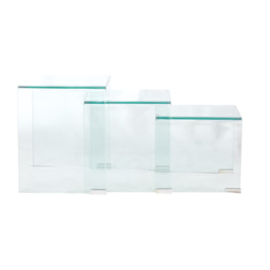 Set de 3 tables basses gigognes en verre trempé H.36cm - BENT