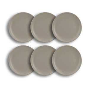 Lot de 6 assiettes à dessert gris en grès 20,5cm ARITA