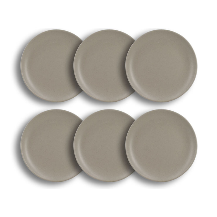 Lot de 6 assiettes à dessert gris en grès 20,5cm ARITA