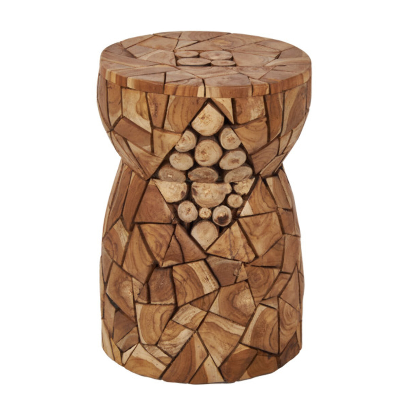 Table d’appoint / Tabouret rond 30 x 45 cm en bois de teck - DINGO