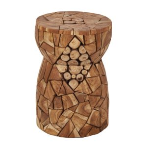 Table d’appoint / Tabouret rond 30 x 45 cm en bois de teck - DINGO