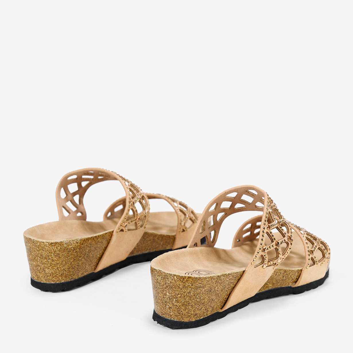 Sandalias de cuña marrones con brillantes