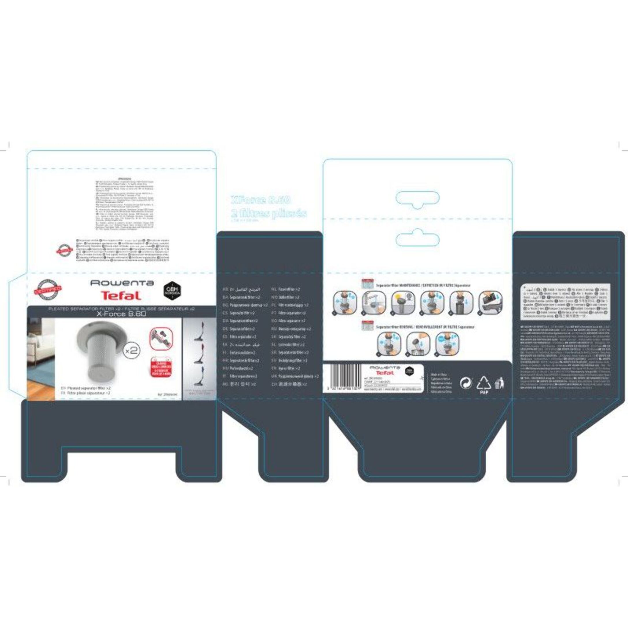 Filtre ROWENTA Séparateur plissé protection moteur aspirateur X-Force 8.60