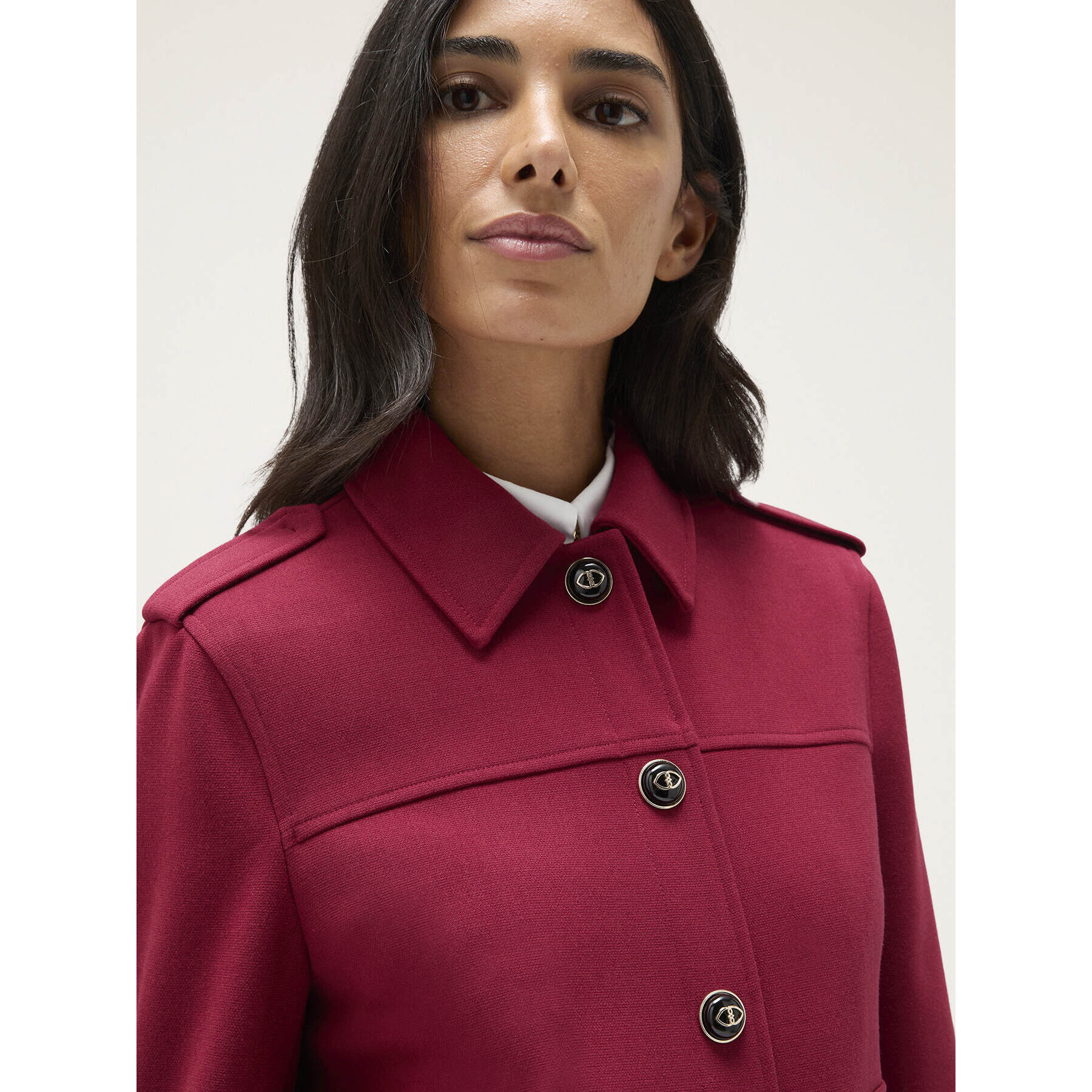 Motivi - Chaqueta de abotonadura sencilla con insignia - Rojo