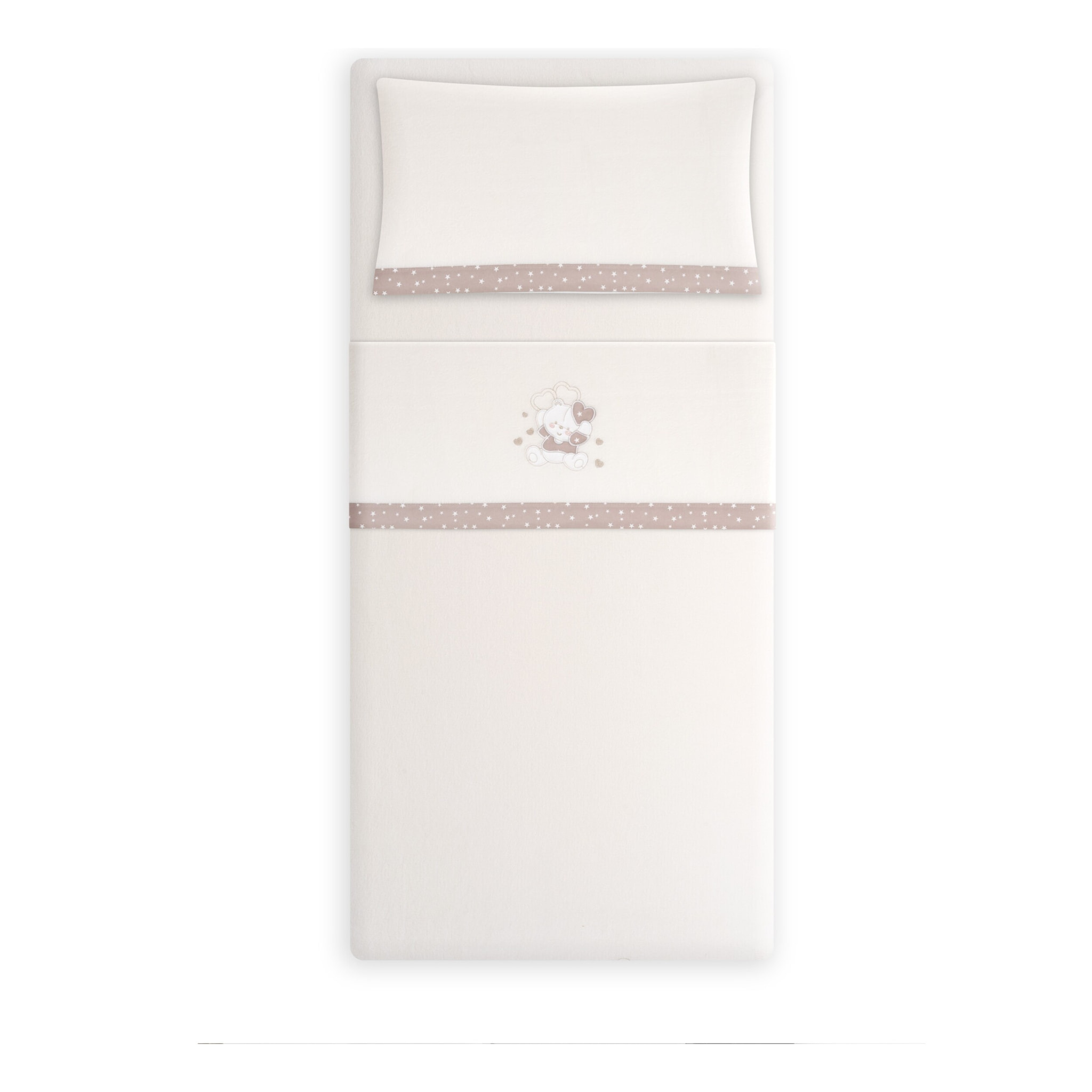 Triptico Coche Coralina D. Algodon Oso Corazones Beig