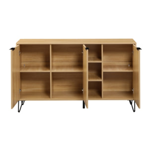 Credenza moderna 3 ante in legno rovere naturale 142x35