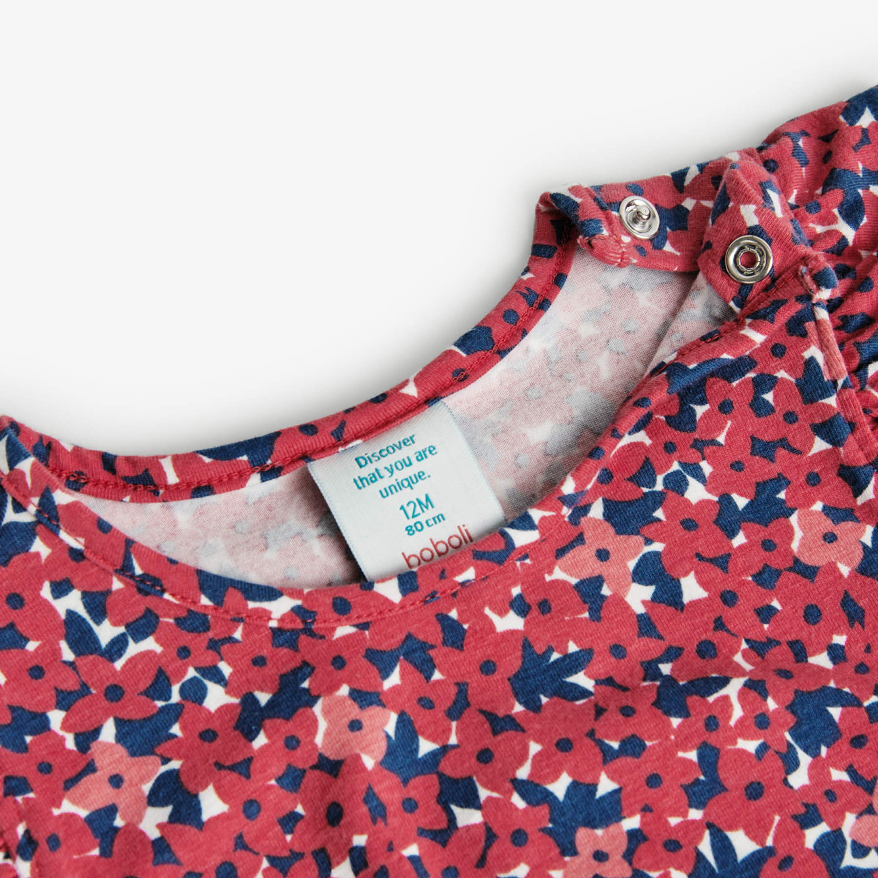 Camiseta niÃ±a, algodÃ³n estampada, flores, rosa, mangas