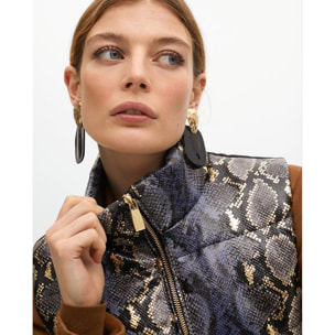 Gilet imbottito stampa animalier e dettagli dorati