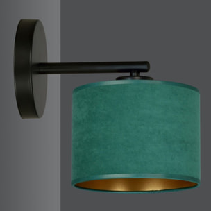 Lampada a parete Hilde in acciaio nero e tessuto vellutato verde
