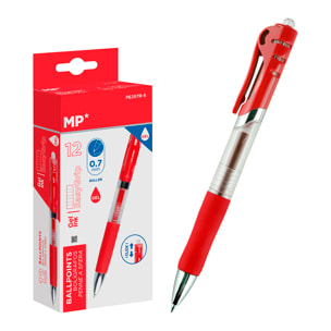 PACK 12 BOLÍGRAFOS TINTA GEL PUNTA 0.7 mm ROJO