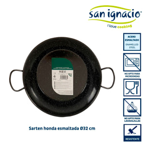 Sarten honda esmaltada con asas 32 cm colección la dehesa