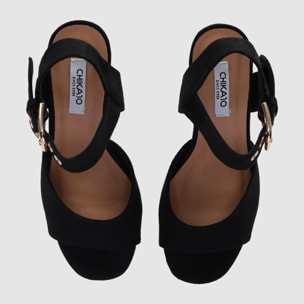 Sandalias de Tejido - Negro - Tacón: 10 cm